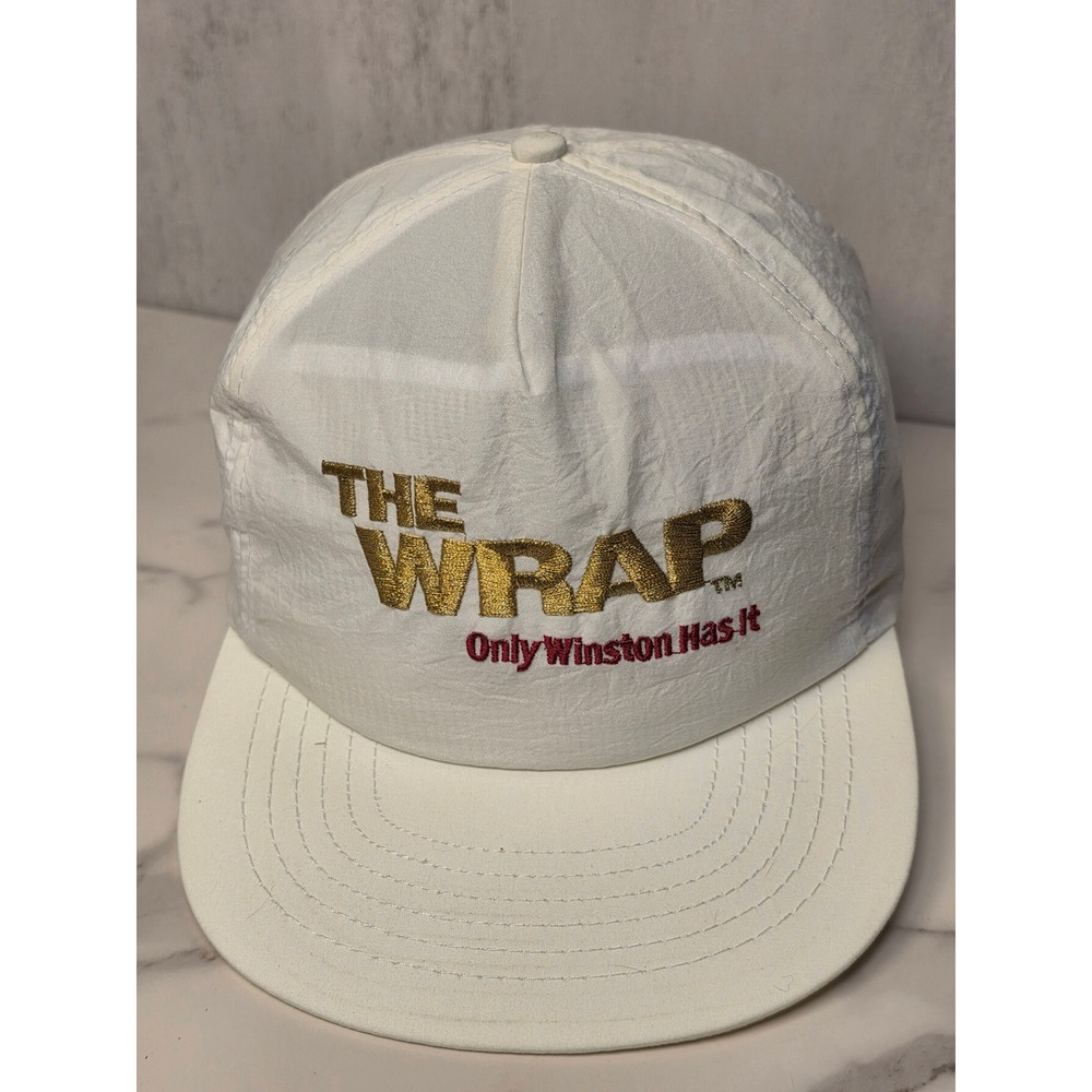 Vintage Winston Cigarettes The Wrap White Nylon Snapback Hat Promo‎ 90s Cap